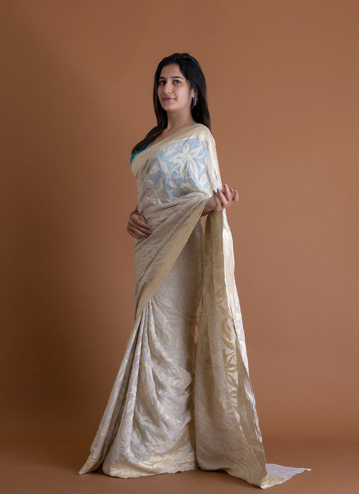 Handwoven White Dyeable Saree - AJA CREATION 263