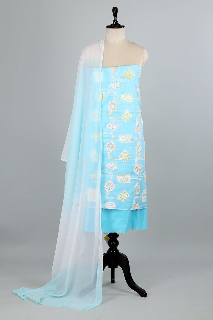 Sky Blue Unstitched Dress Suit - AJA CREATION 31DS