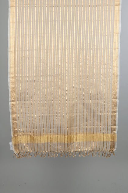 Handwoven Beige & Golden Dupatta - AJA CREATION 