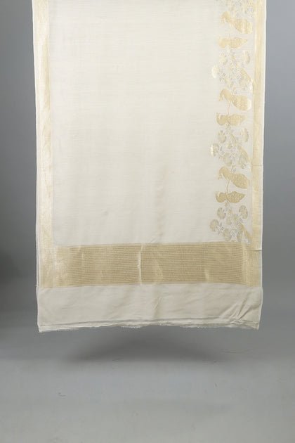 Handwoven Beige Dupatta - AJA CREATION 