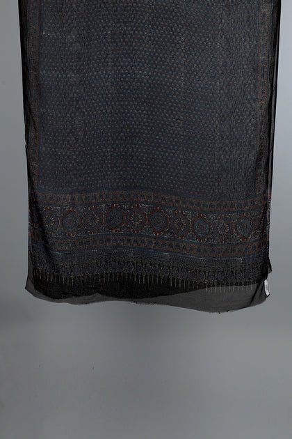 Handwoven Charcoal Grey Dupatta - AJA CREATION 