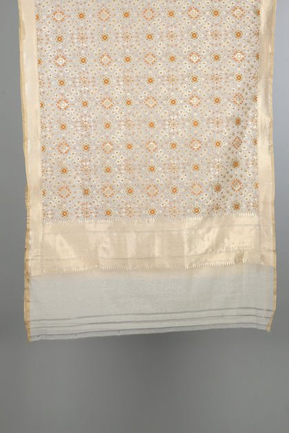 Handwoven Cream Dupatta - AJA CREATION 