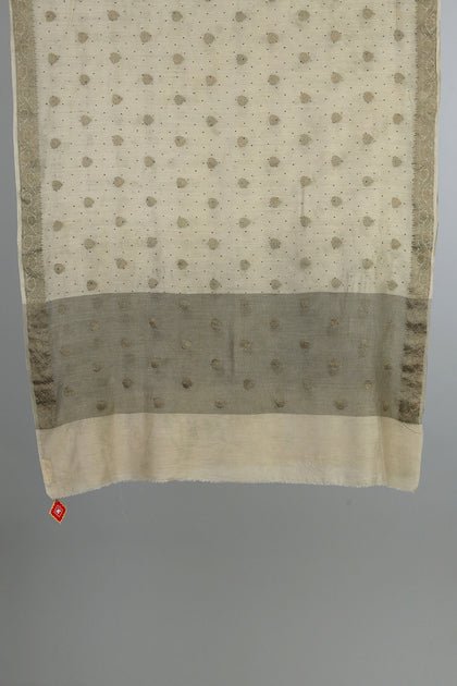 Handwoven Cream Dupatta - AJA CREATION 159