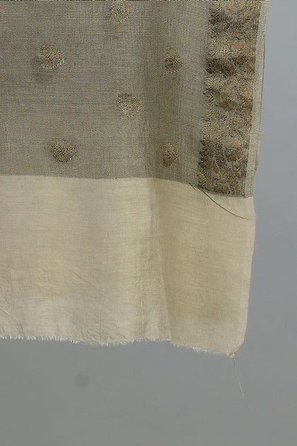 Handwoven Cream Dupatta - AJA CREATION 159