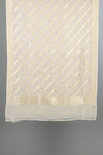 Handwoven Cream Dupatta - AJA CREATION 