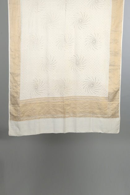 Handwoven Cream Dupatta - AJA CREATION 