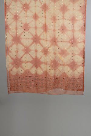 Handwoven Cream Peach Shaded Dupatta - AJA CREATION 