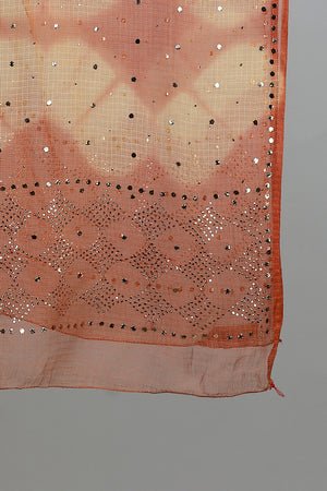 Handwoven Cream Peach Shaded Dupatta - AJA CREATION 