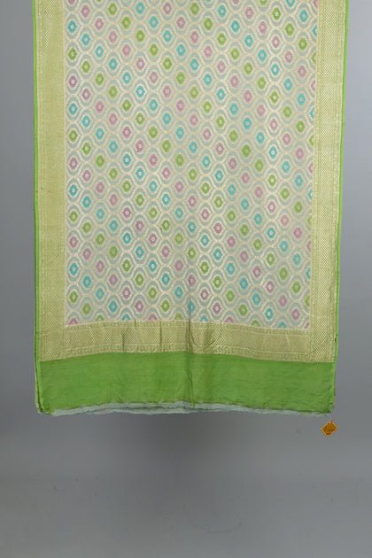 Handwoven Green Dupatta - AJA CREATION 158