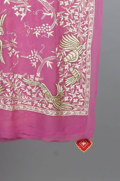 Handwoven Light Pink Dupatta - AJA CREATION 85