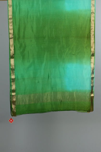 Handwoven Mehndi & Rama Shaded Dupatta - AJA CREATION 81