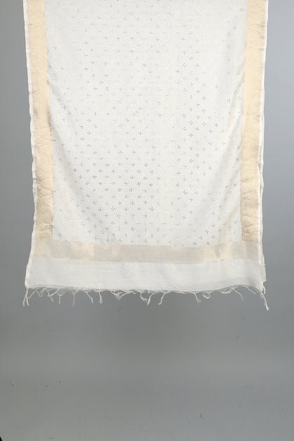 Handwoven Off-White Dupatta - AJA CREATION 