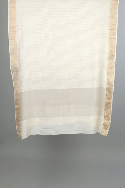 Handwoven Off-White Dupatta - AJA CREATION 