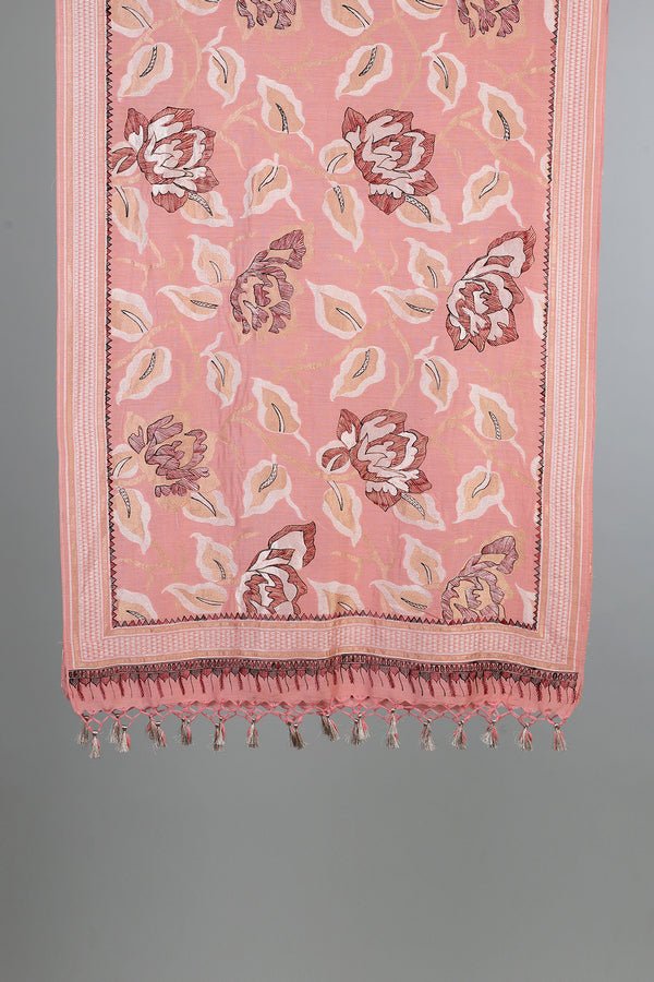 Handwoven Peach Pink Dupatta - AJA CREATION 