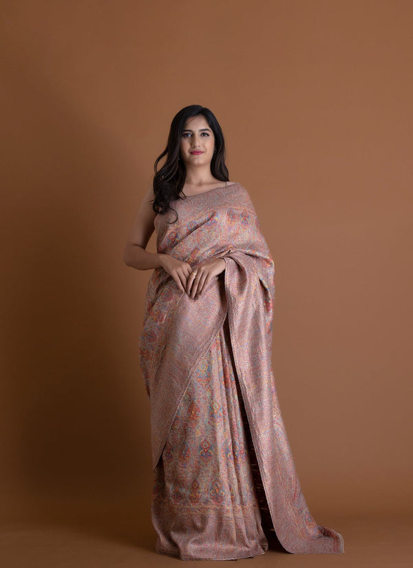 Handwoven Peach Saree - AJA CREATION 218