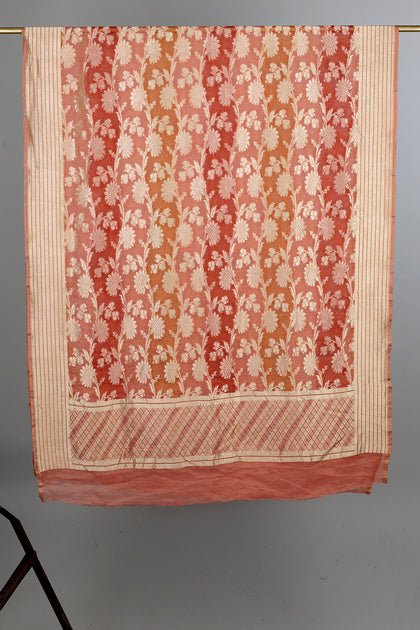 Handwoven Peach Shaded Dupatta - AJA CREATION 