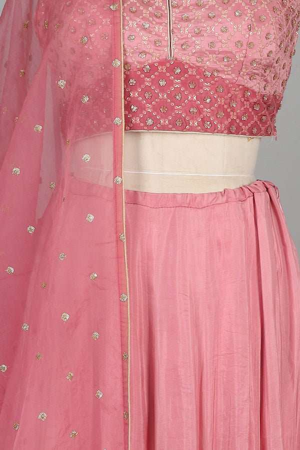 Handwoven Pink Chaniya Choli - AJA CREATION 53