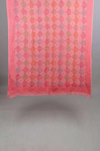 Handwoven Pink Dupatta - AJA CREATION 