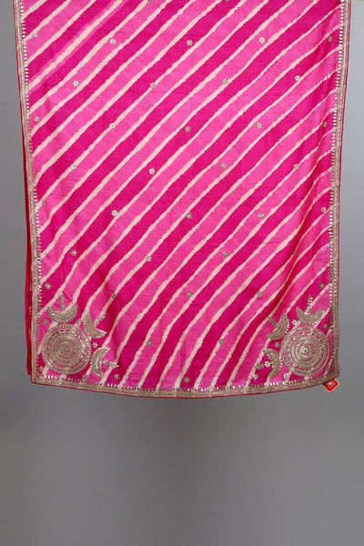 Handwoven Pink Dupatta - AJA CREATION 51