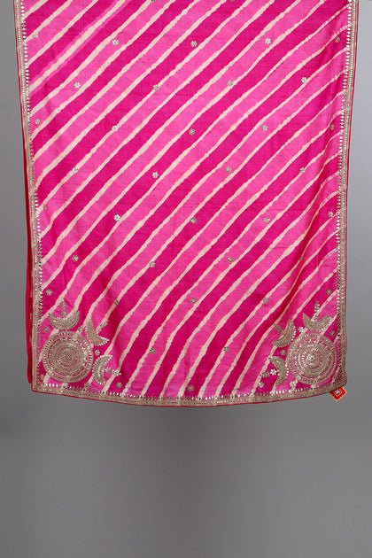 Handwoven Pink Dupatta - AJA CREATION 51