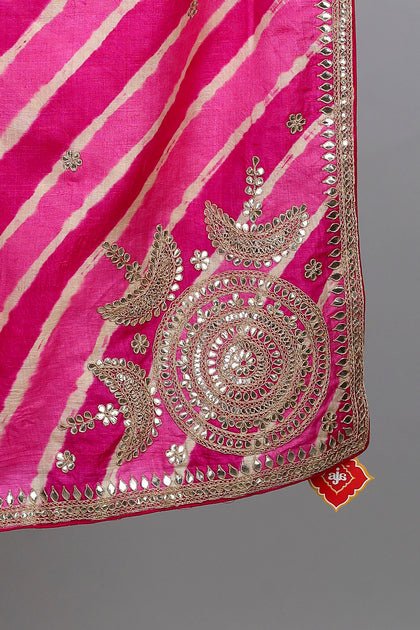 Handwoven Pink Dupatta - AJA CREATION 51