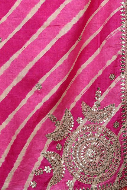 Handwoven Pink Dupatta - AJA CREATION 51