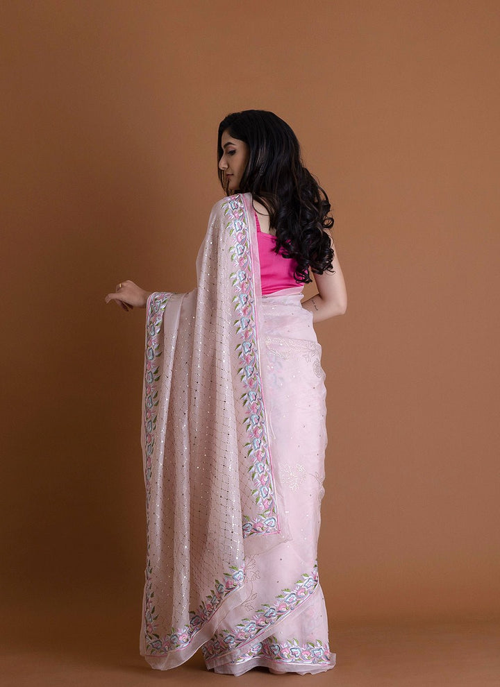 Handwoven Pink Saree - AJA CREATION 285