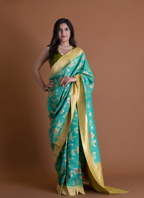 Handwoven Rama Saree - AJA CREATION 94