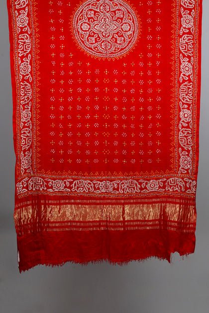 Handwoven Red Dupatta - AJA CREATION 79