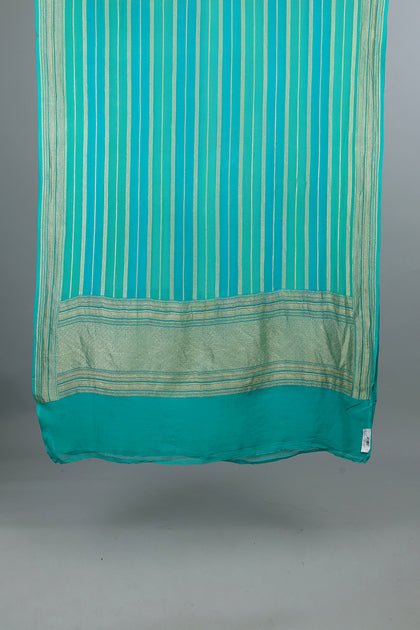 Handwoven Turquoise Dupatta - AJA CREATION 