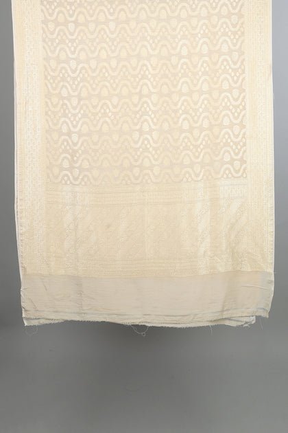 Handwoven White Dupatta - AJA CREATION 