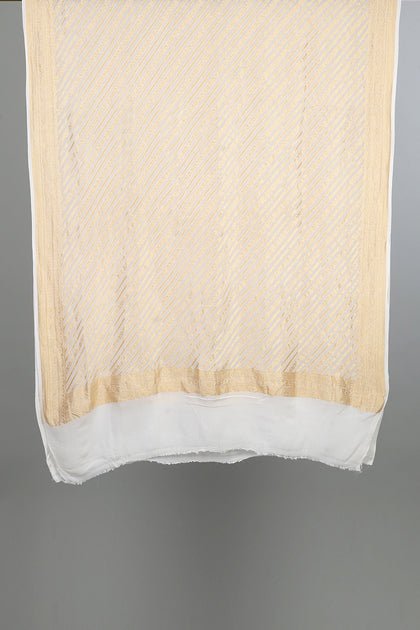 Handwoven White Dupatta - AJA CREATION 