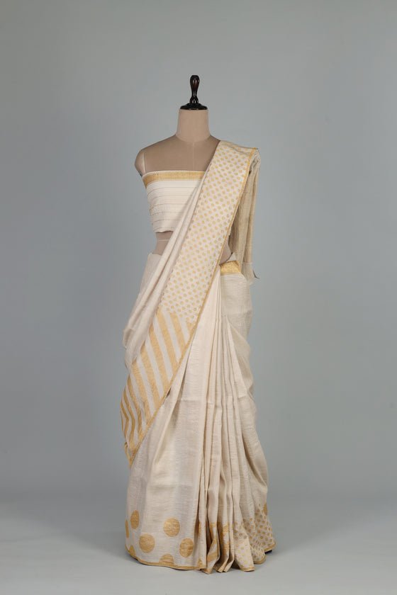 Handwoven White Dyeable Saree - AJA CREATION 109