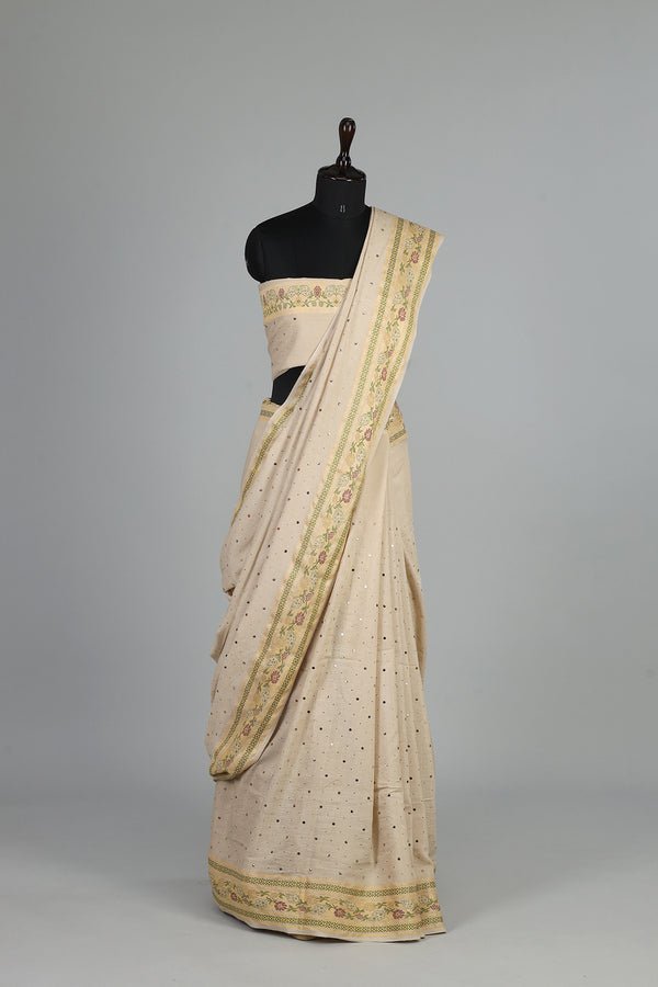 Handwoven White Dyeable Saree - AJA CREATION 162