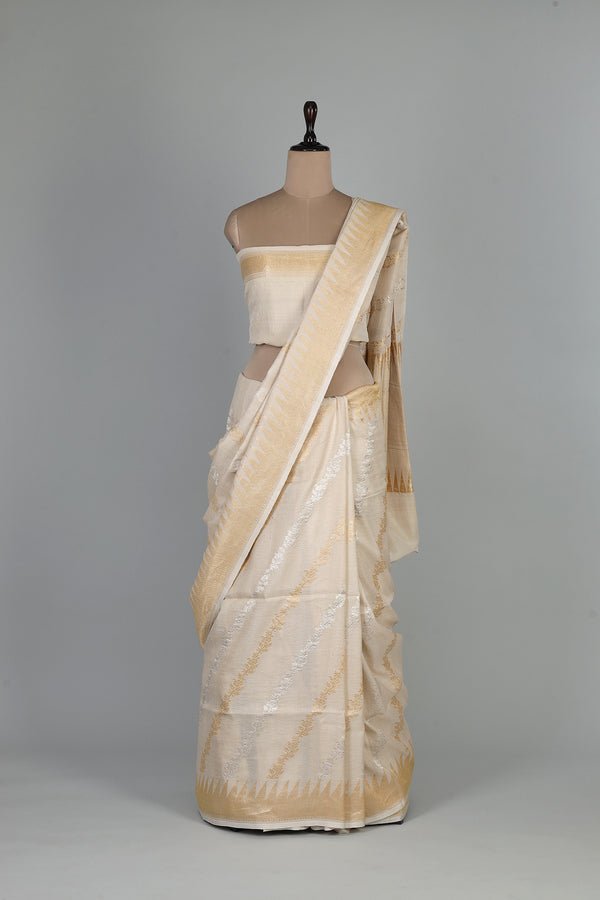 Handwoven White Dyeable Saree - AJA CREATION 185