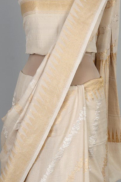 Handwoven White Dyeable Saree - AJA CREATION 185