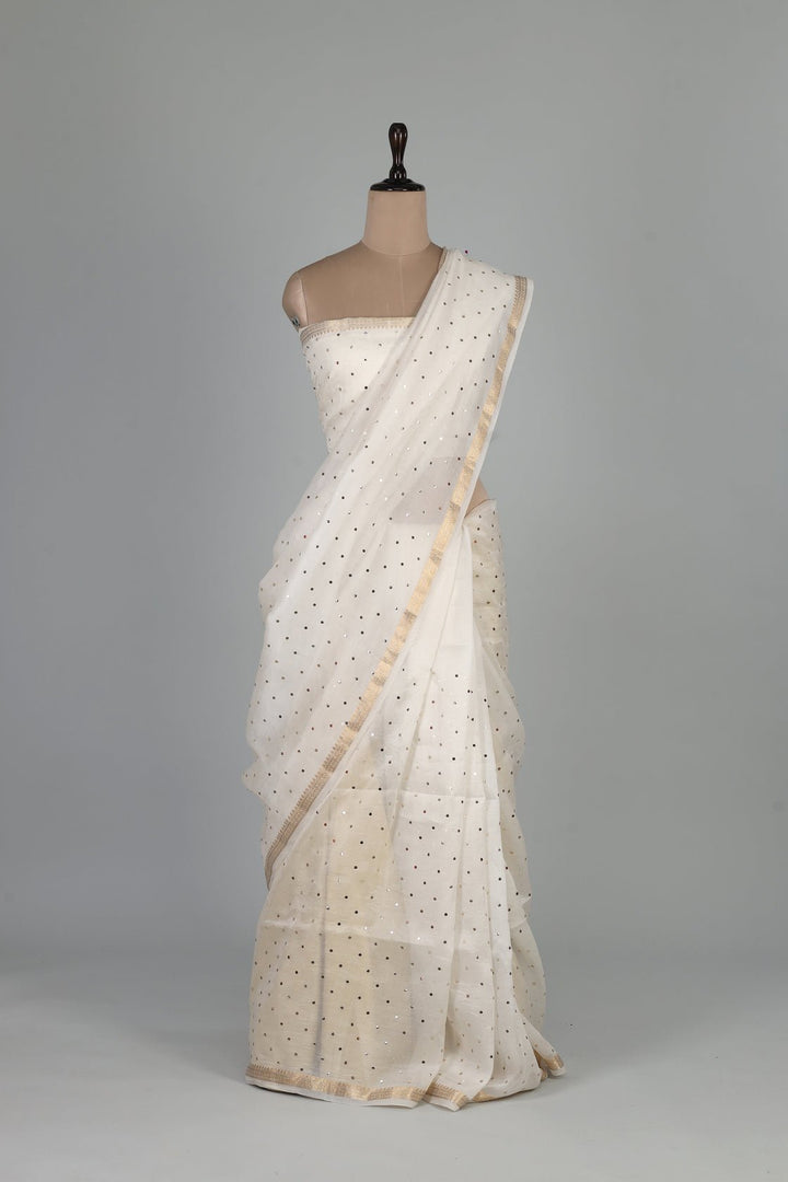 Handwoven White Dyeable Saree - AJA CREATION 189
