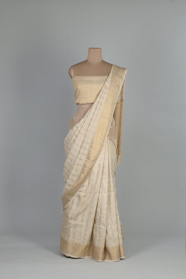 Handwoven White Dyeable Saree - AJA CREATION 190