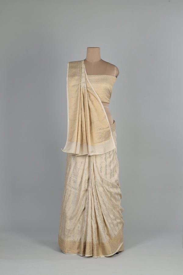 Handwoven White Dyeable Saree - AJA CREATION 190