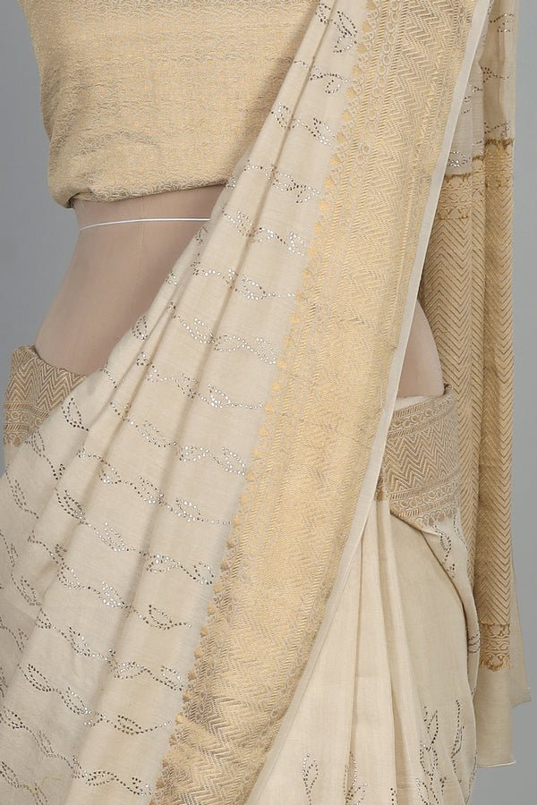 Handwoven White Dyeable Saree - AJA CREATION 190