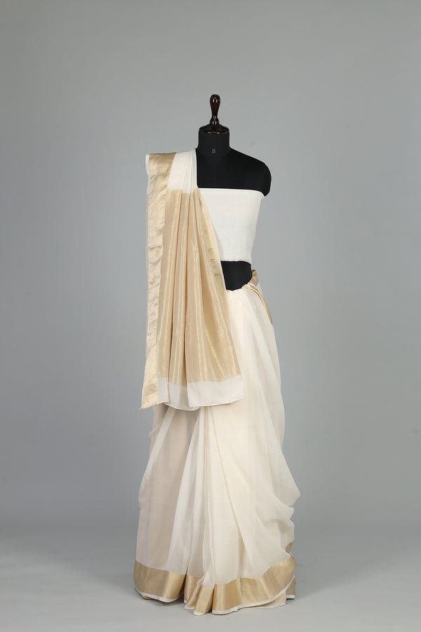 Handwoven White Dyeable Saree - AJA CREATION 199