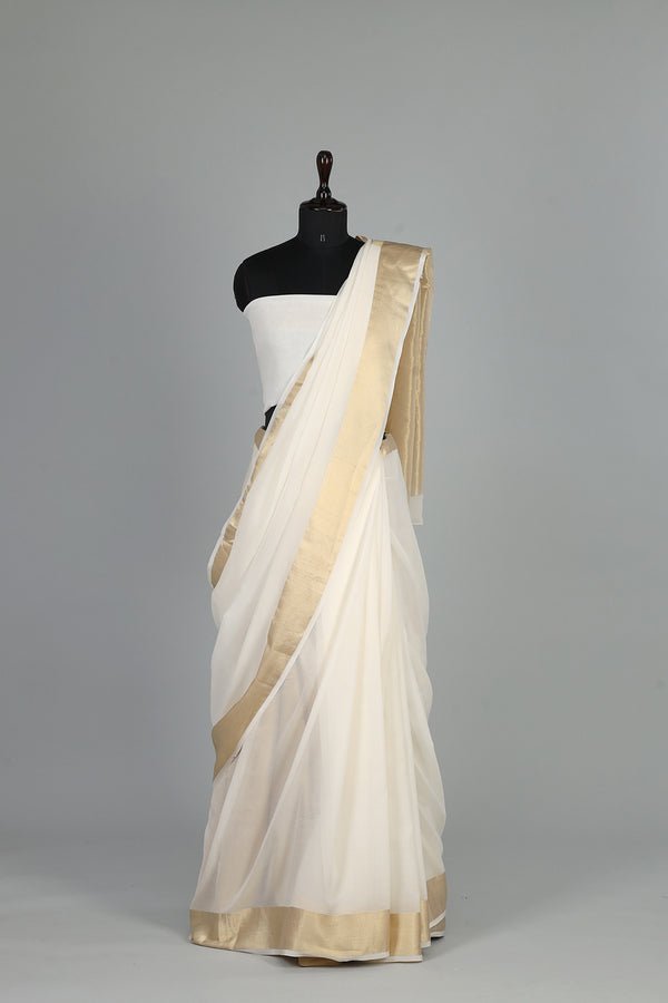 Handwoven White Dyeable Saree - AJA CREATION 199