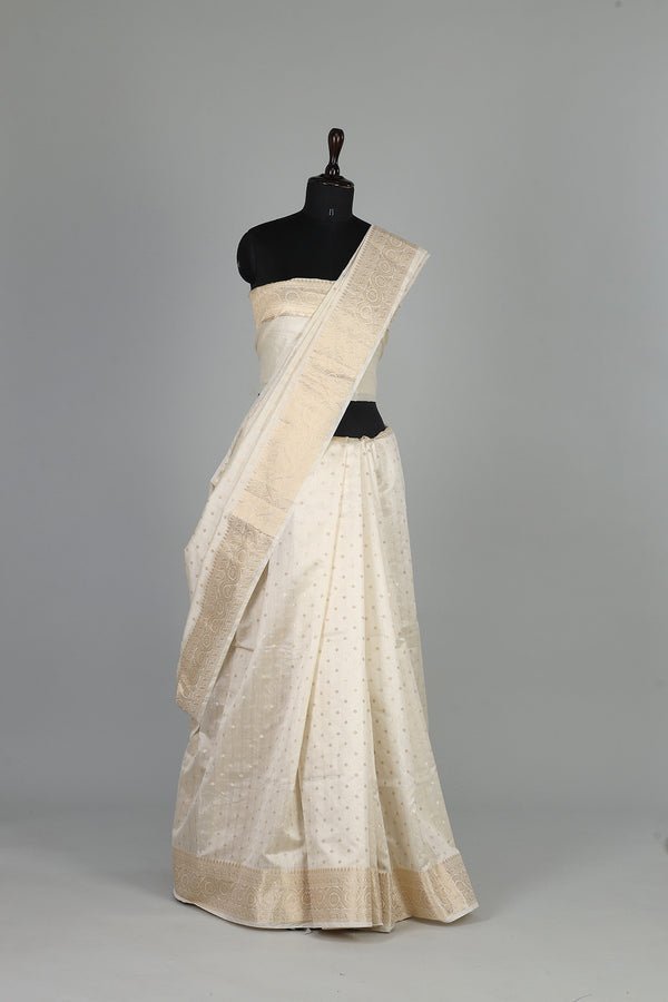 Handwoven White Dyeable Saree - AJA CREATION 226