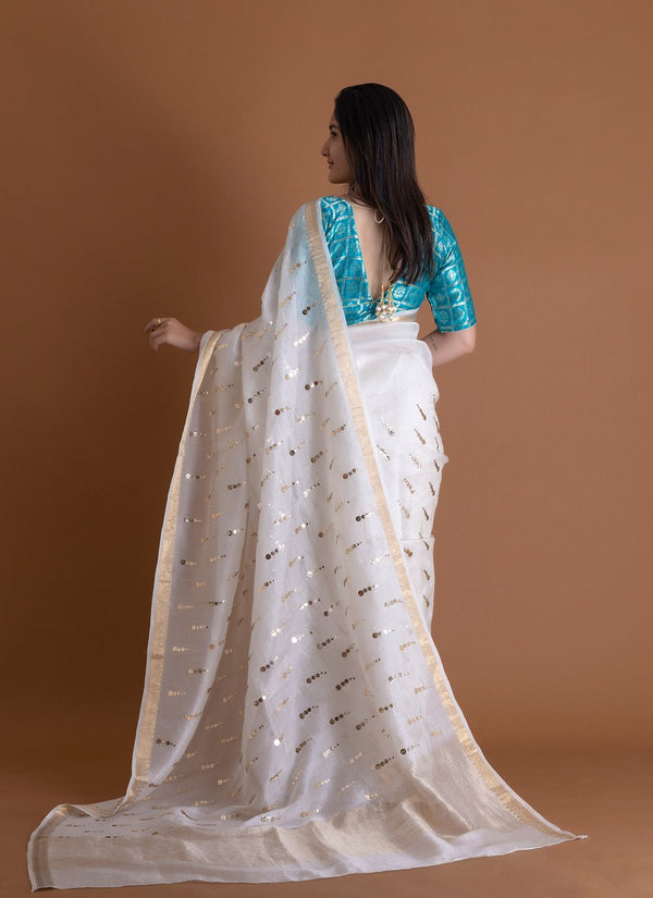 Handwoven White Dyeable Saree - AJA CREATION 227