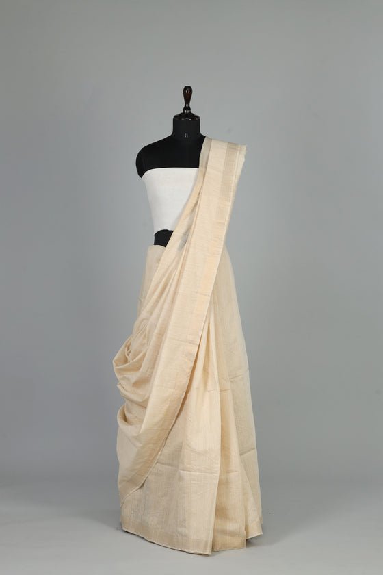 Handwoven White Dyeable Saree - AJA CREATION 23