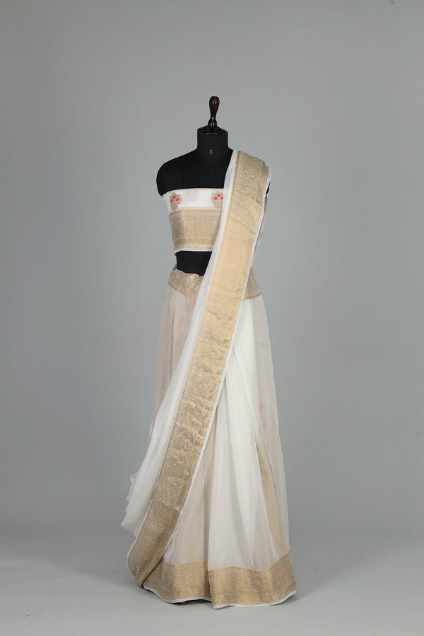 Handwoven White Dyeable Saree - AJA CREATION 240