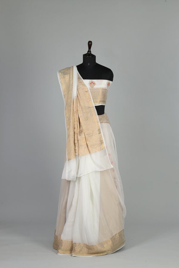 Handwoven White Dyeable Saree - AJA CREATION 240