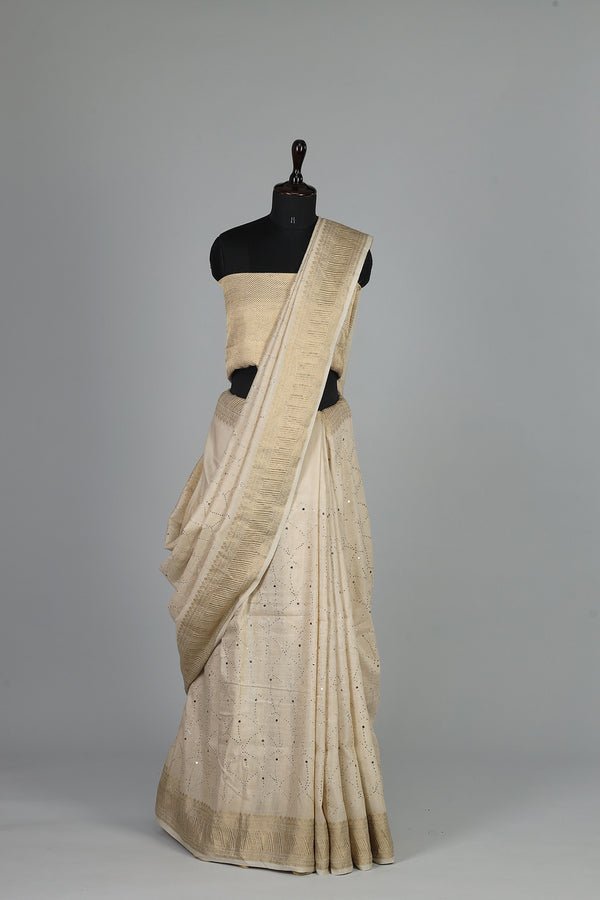 Handwoven White Dyeable Saree - AJA CREATION 247SR