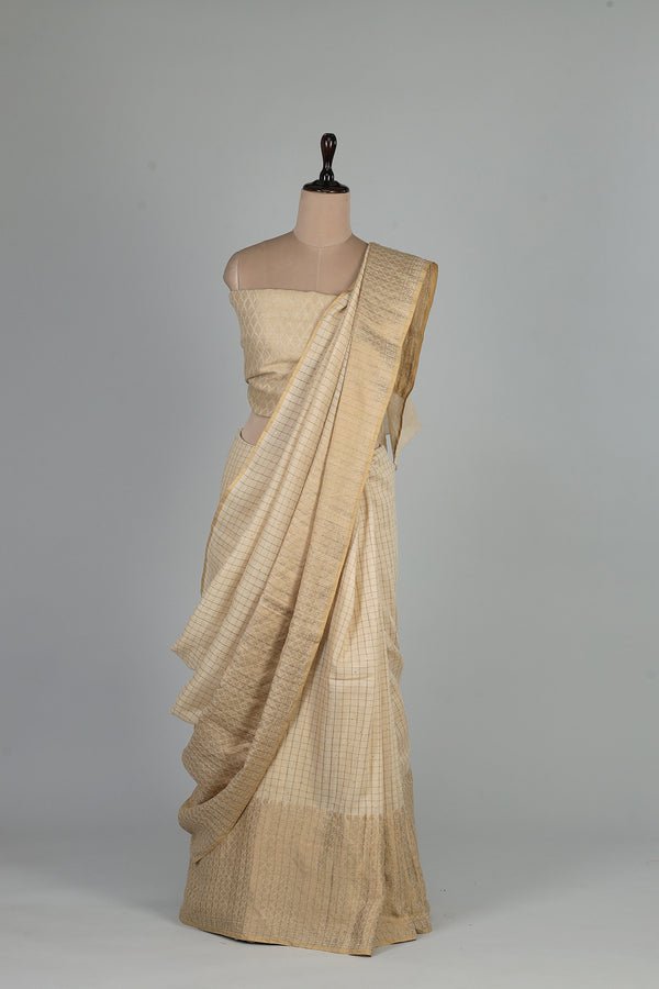 Handwoven White Dyeable Saree - AJA CREATION 248