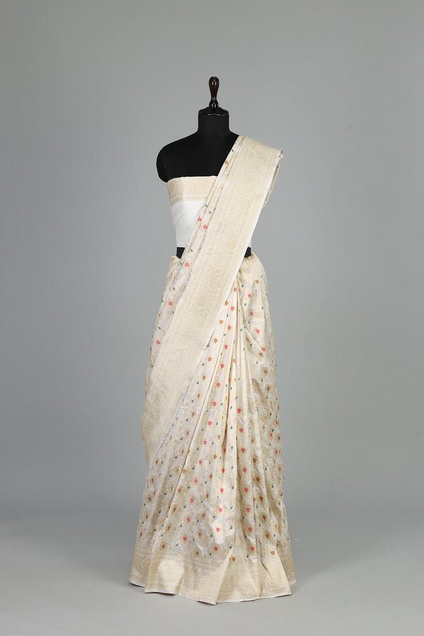 Handwoven White Dyeable Saree - AJA CREATION 249